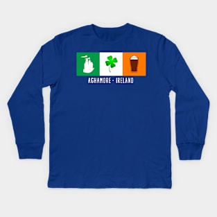 Aghamore Ireland, Gaelic - Irish Flag Kids Long Sleeve T-Shirt